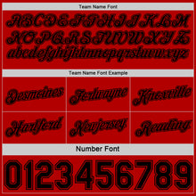 Load image into Gallery viewer, Custom Reversible Black Red Double Side Star Sublimation Basketball Suit Jersey