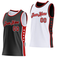 Laden Sie das Bild in den Galerie-Viewer, Custom Reversible Black Red-White Double Side Star Sublimation Basketball Suit Jersey