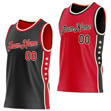 Charger l'image dans la galerie, Custom Reversible Black Red-Cream Double Side Star Sublimation Basketball Suit Jersey