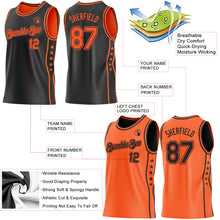 Load image into Gallery viewer, Custom Reversible Black Orange Double Side Star Sublimation Basketball Suit Jersey