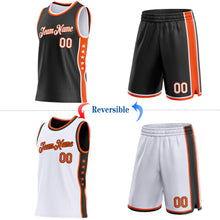Загрузить изображение в средство просмотра галереи, Custom Reversible Black White-Orange Double Side Star Sublimation Basketball Suit Jersey