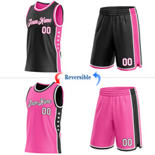 Загрузить изображение в средство просмотра галереи, Custom Reversible Black White-Pink Double Side Star Sublimation Basketball Suit Jersey