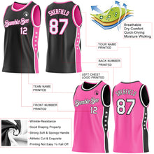 Загрузить изображение в средство просмотра галереи, Custom Reversible Black White-Pink Double Side Star Sublimation Basketball Suit Jersey