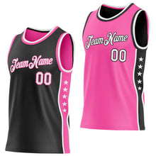 Загрузить изображение в средство просмотра галереи, Custom Reversible Black White-Pink Double Side Star Sublimation Basketball Suit Jersey