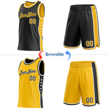 Laden Sie das Bild in den Galerie-Viewer, Custom Reversible Black Gold-White Double Side Star Sublimation Basketball Suit Jersey