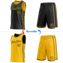 Laden Sie das Bild in den Galerie-Viewer, Custom Reversible Black Gold Double Side Star Sublimation Basketball Suit Jersey