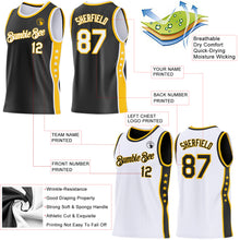 Charger l'image dans la galerie, Custom Reversible Black White-Gold Double Side Star Sublimation Basketball Suit Jersey