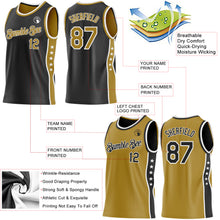 Laden Sie das Bild in den Galerie-Viewer, Custom Reversible Black Old Gold-White Double Side Star Sublimation Basketball Suit Jersey
