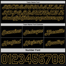Load image into Gallery viewer, Custom Reversible Black Old Gold Double Side Star Sublimation Basketball Suit Jersey