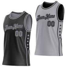 Загрузить изображение в средство просмотра галереи, Custom Reversible Black Gray Double Side Star Sublimation Basketball Suit Jersey