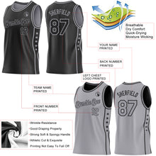 Load image into Gallery viewer, Custom Reversible Black Gray Double Side Star Sublimation Basketball Suit Jersey