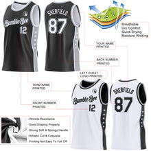 Load image into Gallery viewer, Custom Reversible Black White-Gray Double Side Star Sublimation Basketball Suit Jersey