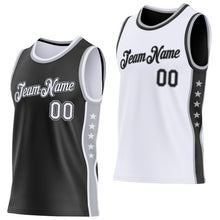 Load image into Gallery viewer, Custom Reversible Black White-Gray Double Side Star Sublimation Basketball Suit Jersey