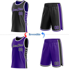 Загрузить изображение в средство просмотра галереи, Custom Reversible Black Purple-White Double Side Star Sublimation Basketball Suit Jersey