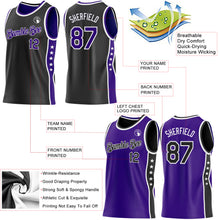 Загрузить изображение в средство просмотра галереи, Custom Reversible Black Purple-White Double Side Star Sublimation Basketball Suit Jersey