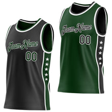 Load image into Gallery viewer, Custom Reversible Black Green-White Double Side Star Sublimation Basketball Suit Jersey