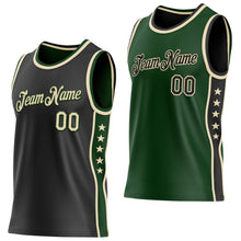 Laden Sie das Bild in den Galerie-Viewer, Custom Reversible Black Cream-Green Double Side Star Sublimation Basketball Suit Jersey
