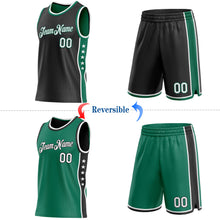 Laden Sie das Bild in den Galerie-Viewer, Custom Reversible Black White-Kelly Green Double Side Star Sublimation Basketball Suit Jersey