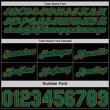 Load image into Gallery viewer, Custom Reversible Black Kelly Green-Old Gold Double Side Star Sublimation Basketball Suit Jersey