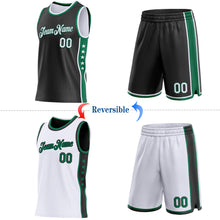 Charger l'image dans la galerie, Custom Reversible Black White-Kelly Green Double Side Star Sublimation Basketball Suit Jersey