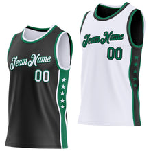Charger l'image dans la galerie, Custom Reversible Black White-Kelly Green Double Side Star Sublimation Basketball Suit Jersey