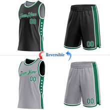 Charger l'image dans la galerie, Custom Reversible Black Kelly Green-White Double Side Star Sublimation Basketball Suit Jersey