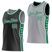 Charger l'image dans la galerie, Custom Reversible Black Kelly Green-White Double Side Star Sublimation Basketball Suit Jersey