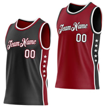 Загрузить изображение в средство просмотра галереи, Custom Reversible Black White-Crimson Double Side Star Sublimation Basketball Suit Jersey