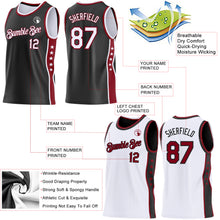 Charger l'image dans la galerie, Custom Reversible Black White-Crimson Double Side Star Sublimation Basketball Suit Jersey