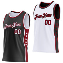 Charger l'image dans la galerie, Custom Reversible Black White-Crimson Double Side Star Sublimation Basketball Suit Jersey