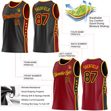 Laden Sie das Bild in den Galerie-Viewer, Custom Reversible Black Crimson-Gold Double Side Star Sublimation Basketball Suit Jersey