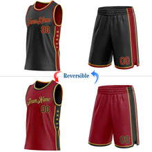 Charger l'image dans la galerie, Custom Reversible Black Crimson-Old Gold Double Side Star Sublimation Basketball Suit Jersey