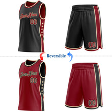 Laden Sie das Bild in den Galerie-Viewer, Custom Reversible Black Crimson-Cream Double Side Star Sublimation Basketball Suit Jersey