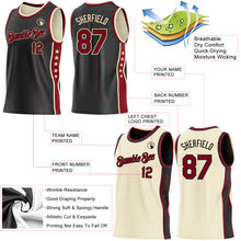 Laden Sie das Bild in den Galerie-Viewer, Custom Reversible Black Crimson-Cream Double Side Star Sublimation Basketball Suit Jersey