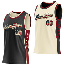 Load image into Gallery viewer, Custom Reversible Black Vintage USA Flag-Cream Double Side Star Sublimation Basketball Suit Jersey