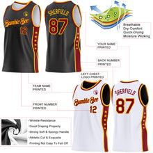 Load image into Gallery viewer, Custom Reversible Black Crimson-Gold Double Side Star Sublimation Basketball Suit Jersey