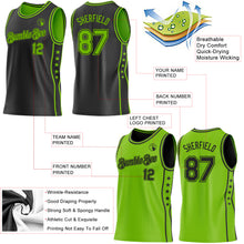 Load image into Gallery viewer, Custom Reversible Black Neon Green Double Side Star Sublimation Basketball Suit Jersey