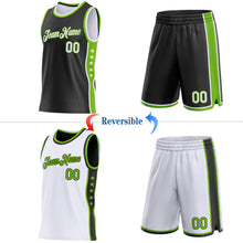 Load image into Gallery viewer, Custom Reversible Black White-Neon Green Double Side Star Sublimation Basketball Suit Jersey