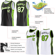 Load image into Gallery viewer, Custom Reversible Black White-Neon Green Double Side Star Sublimation Basketball Suit Jersey