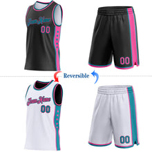 Charger l'image dans la galerie, Custom Reversible Black Pink-Teal Double Side Star Sublimation Basketball Suit Jersey