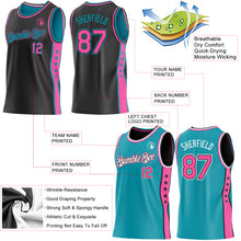 Laden Sie das Bild in den Galerie-Viewer, Custom Reversible Black Pink-Teal Double Side Star Sublimation Basketball Suit Jersey