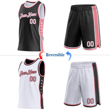 Laden Sie das Bild in den Galerie-Viewer, Custom Reversible Black White-Medium Pink Double Side Star Sublimation Basketball Suit Jersey