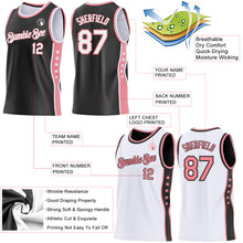 Laden Sie das Bild in den Galerie-Viewer, Custom Reversible Black White-Medium Pink Double Side Star Sublimation Basketball Suit Jersey