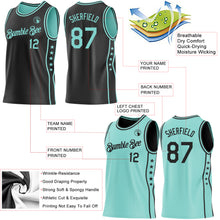 Load image into Gallery viewer, Custom Reversible Black Ice Blue Double Side Star Sublimation Basketball Suit Jersey