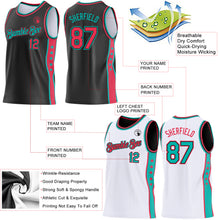 Load image into Gallery viewer, Custom Reversible Black Neon Pink-Aqua Double Side Star Sublimation Basketball Suit Jersey