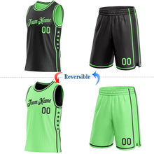 Laden Sie das Bild in den Galerie-Viewer, Custom Reversible Black Pea Green Double Side Star Sublimation Basketball Suit Jersey