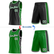 Laden Sie das Bild in den Galerie-Viewer, Custom Reversible Black White-Grass Green Double Side Star Sublimation Basketball Suit Jersey
