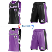 Загрузить изображение в средство просмотра галереи, Custom Reversible Black White-Medium Purple Double Side Star Sublimation Basketball Suit Jersey