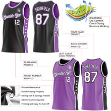 Загрузить изображение в средство просмотра галереи, Custom Reversible Black White-Medium Purple Double Side Star Sublimation Basketball Suit Jersey