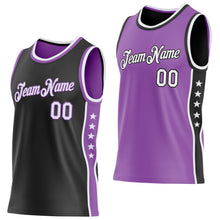 Загрузить изображение в средство просмотра галереи, Custom Reversible Black White-Medium Purple Double Side Star Sublimation Basketball Suit Jersey